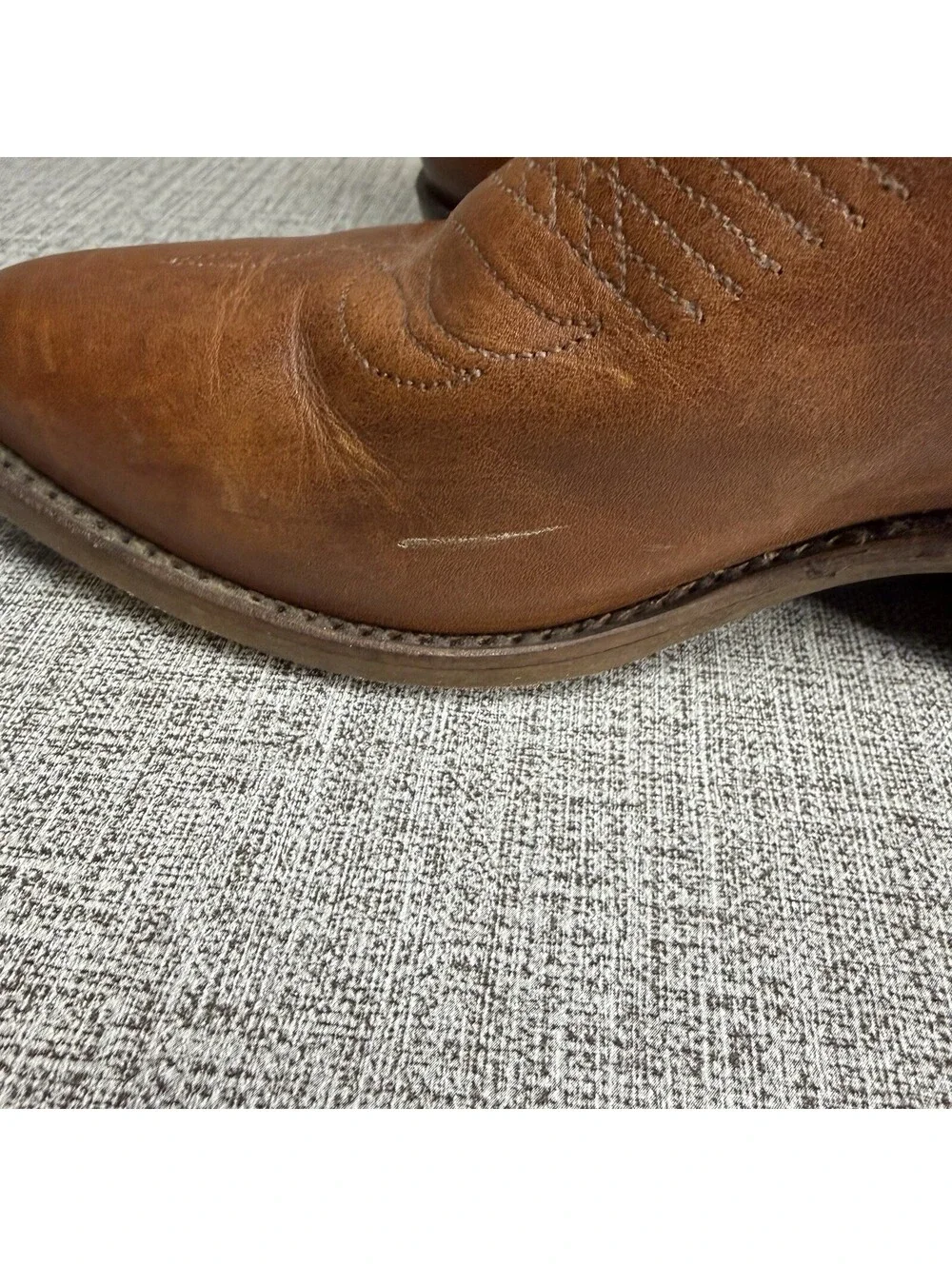 Frye Boots Women's Size 7 B Tan Leather Billy Pull On Deco Stitch Cowboy